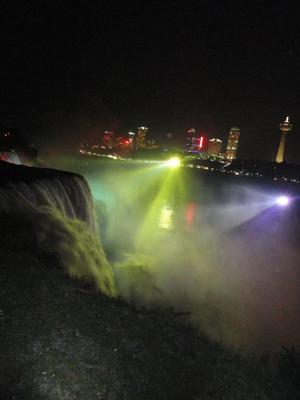 Nighttime light up of Niagara Falls