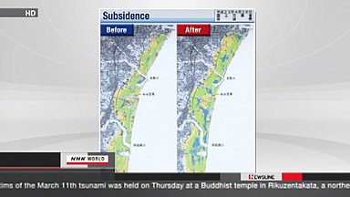 Below-sea-level land in Sendai plain