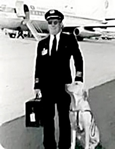 pilot with seeing eye dog