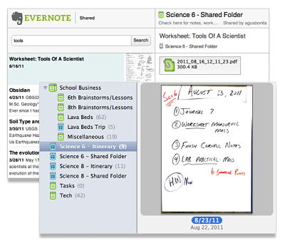 Evernote shared notebook