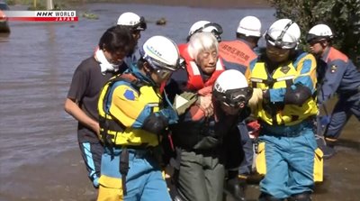 Typhoon Hagibis elderly rescue