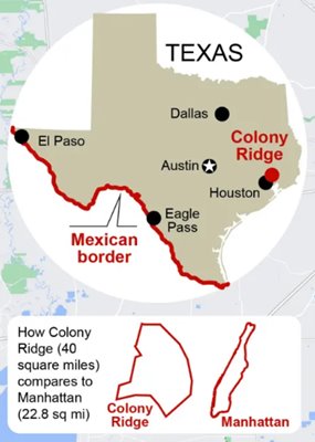 Location and size of Colony Ridge