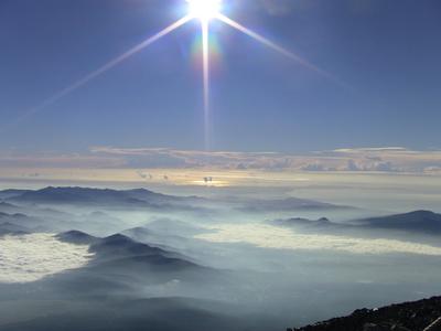 Looking east from Mt. Fuji summit after sunrise