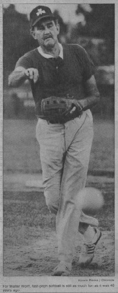 old-timer softball pitcher Walter Wolff