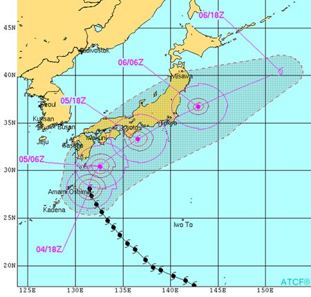 Typhoon Phanfone storm track