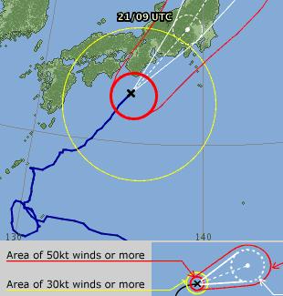 Typhoon Roke ties an overhand knot