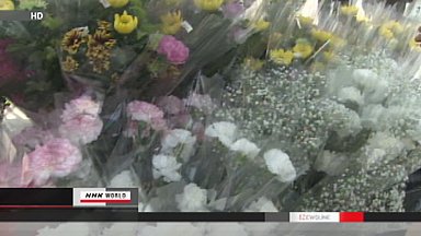 White carnations laid in tsunami-hit Iwate towns on Mother's Day