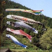 Carp streamers flown at shelter in Kesennuma