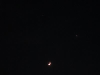 4-day crescent Moon, Jupiter, & Venus on June 20, 2015