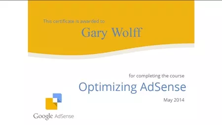 Optimizing AdSense online course certificate