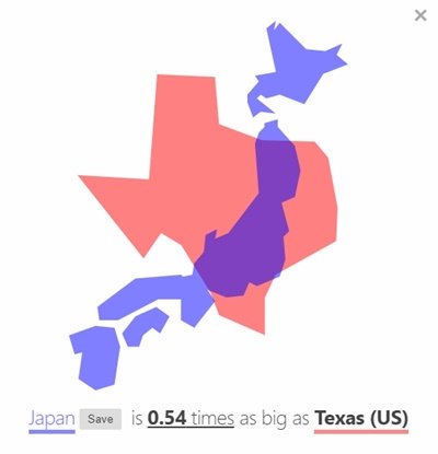 size of Texas vs. Japan