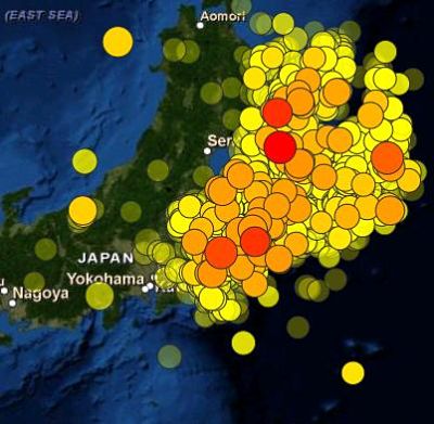USGS Tohoku earthquake aftershock map