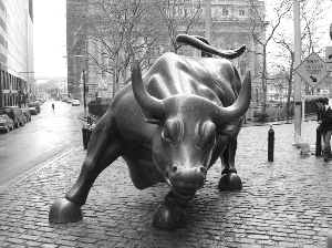 Bronze bull statue