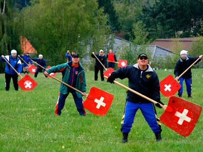 Defense team in Hornussen