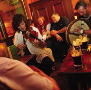 Traditional live music in an Irish pub
