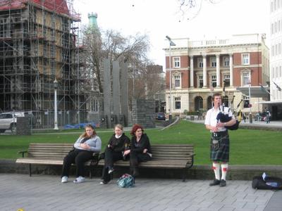 A man playing bagpipe