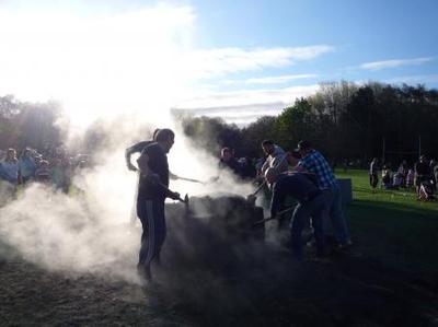 Cooking hangi in New Zealand