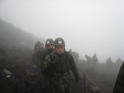 Japanese Self-Defense forces train on Mt. Fuji